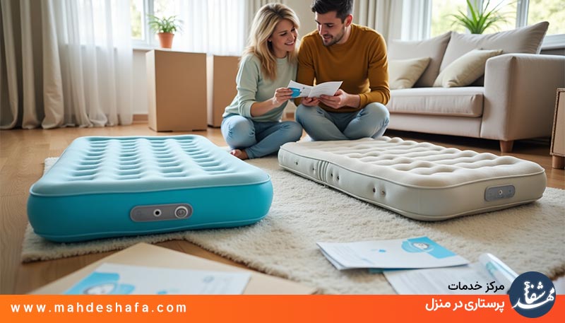 نصب-تشک-مواج-توسط-پرستار-در-منزل-با-پمپ-هوا